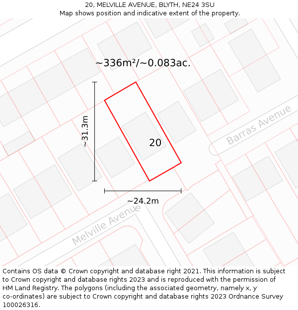 20, MELVILLE AVENUE, BLYTH, NE24 3SU: Plot and title map