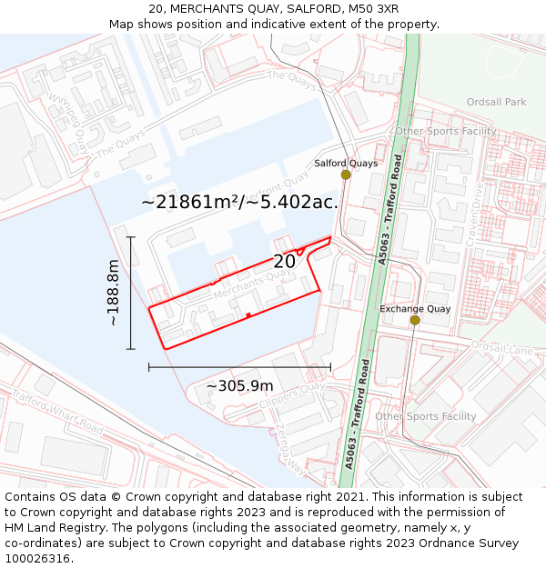 20, MERCHANTS QUAY, SALFORD, M50 3XR: Plot and title map