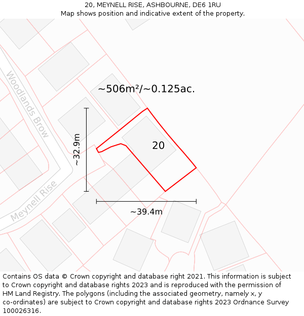 20, MEYNELL RISE, ASHBOURNE, DE6 1RU: Plot and title map