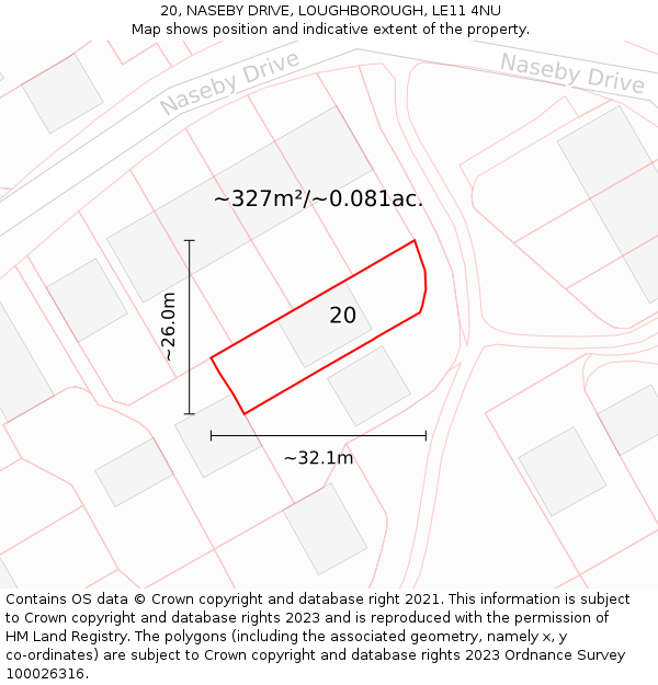 20, NASEBY DRIVE, LOUGHBOROUGH, LE11 4NU: Plot and title map