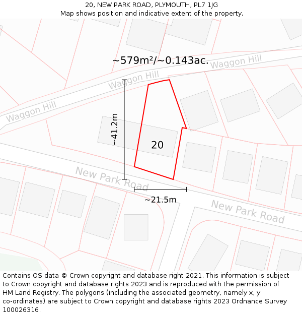 20, NEW PARK ROAD, PLYMOUTH, PL7 1JG: Plot and title map