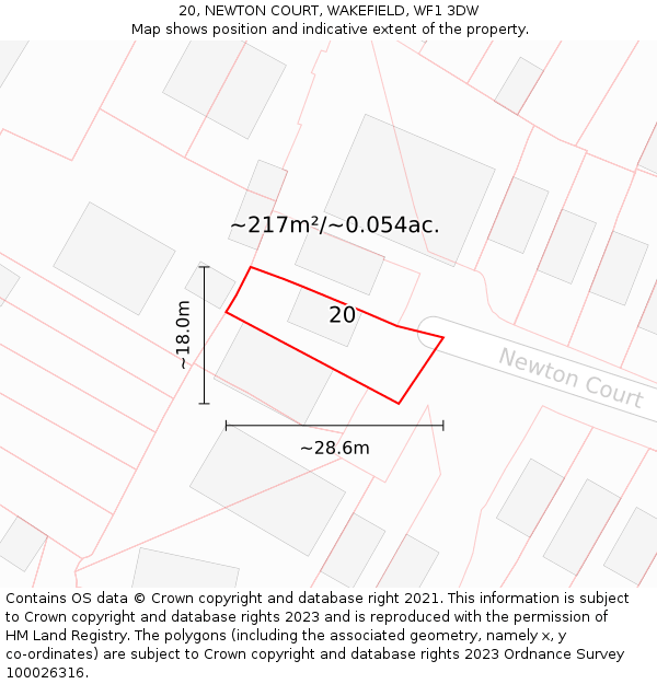 20, NEWTON COURT, WAKEFIELD, WF1 3DW: Plot and title map