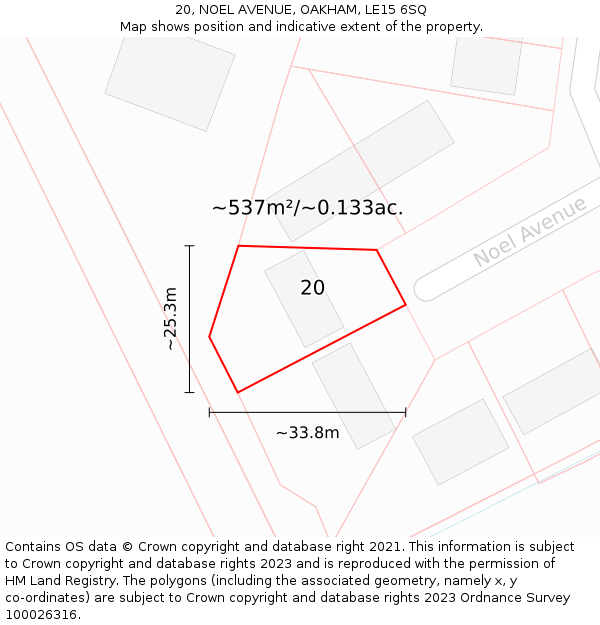 20, NOEL AVENUE, OAKHAM, LE15 6SQ: Plot and title map