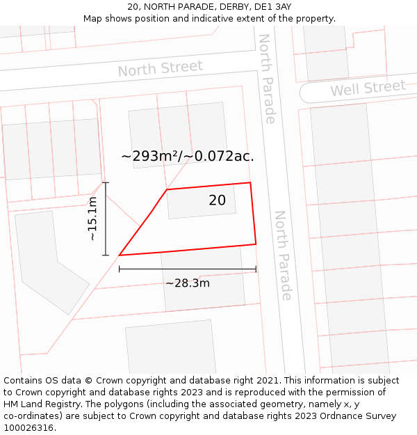20, NORTH PARADE, DERBY, DE1 3AY: Plot and title map