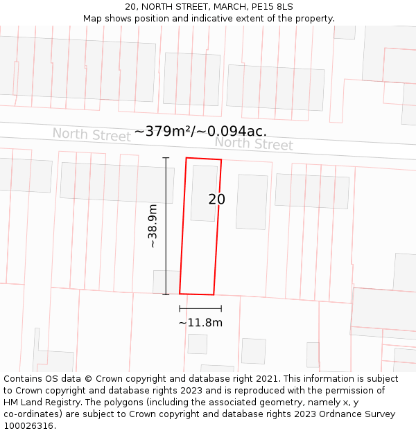 20, NORTH STREET, MARCH, PE15 8LS: Plot and title map