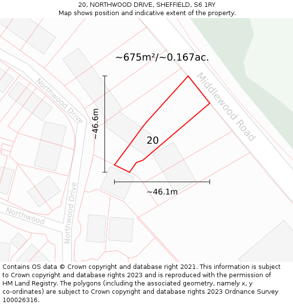 20, NORTHWOOD DRIVE, SHEFFIELD, S6 1RY: Plot and title map