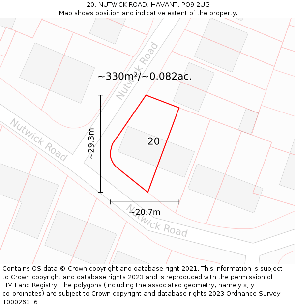 20, NUTWICK ROAD, HAVANT, PO9 2UG: Plot and title map