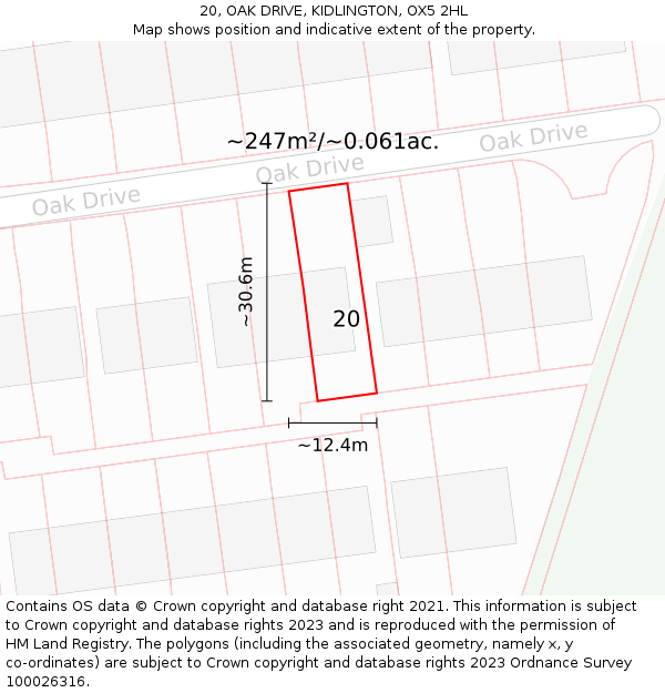 20, OAK DRIVE, KIDLINGTON, OX5 2HL: Plot and title map