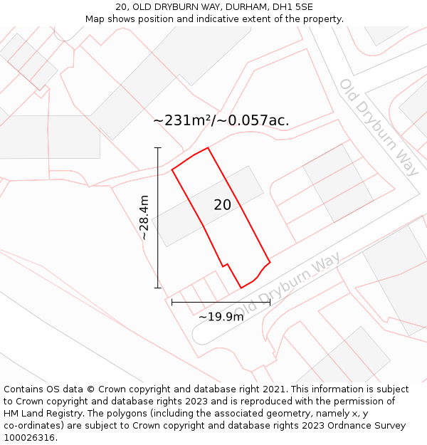 20, OLD DRYBURN WAY, DURHAM, DH1 5SE: Plot and title map