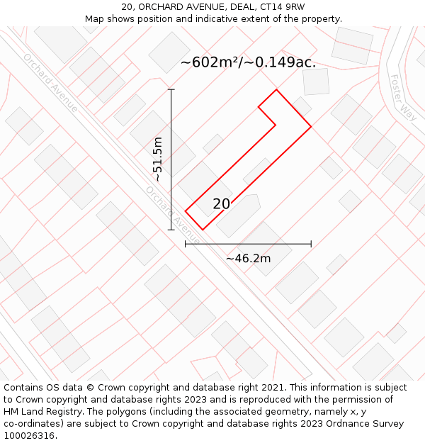 20, ORCHARD AVENUE, DEAL, CT14 9RW: Plot and title map