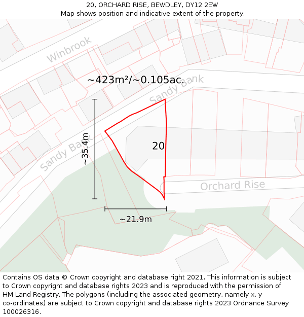 20, ORCHARD RISE, BEWDLEY, DY12 2EW: Plot and title map