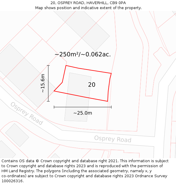 20, OSPREY ROAD, HAVERHILL, CB9 0PA: Plot and title map