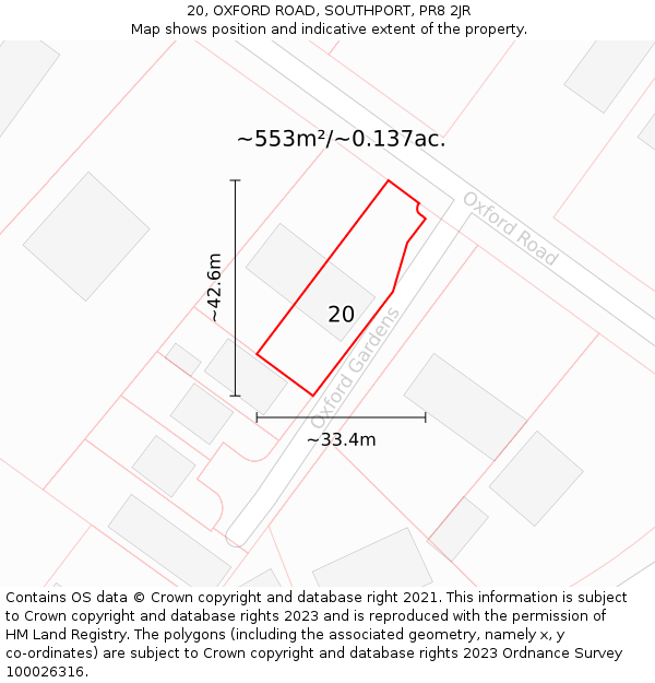 20, OXFORD ROAD, SOUTHPORT, PR8 2JR: Plot and title map