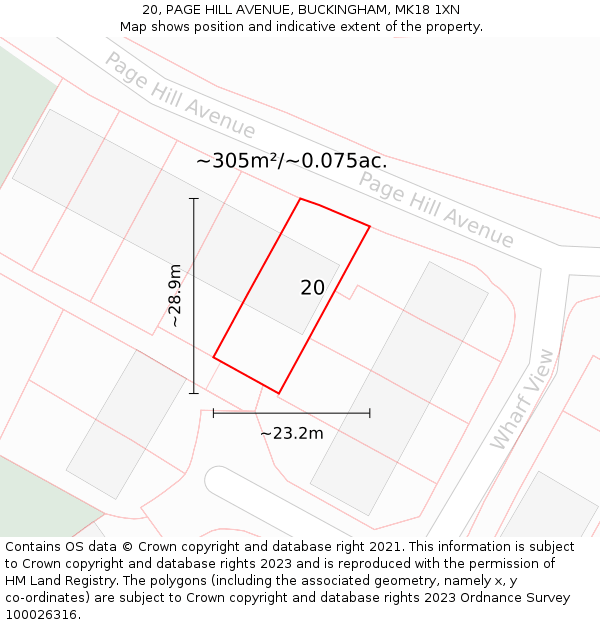 20, PAGE HILL AVENUE, BUCKINGHAM, MK18 1XN: Plot and title map