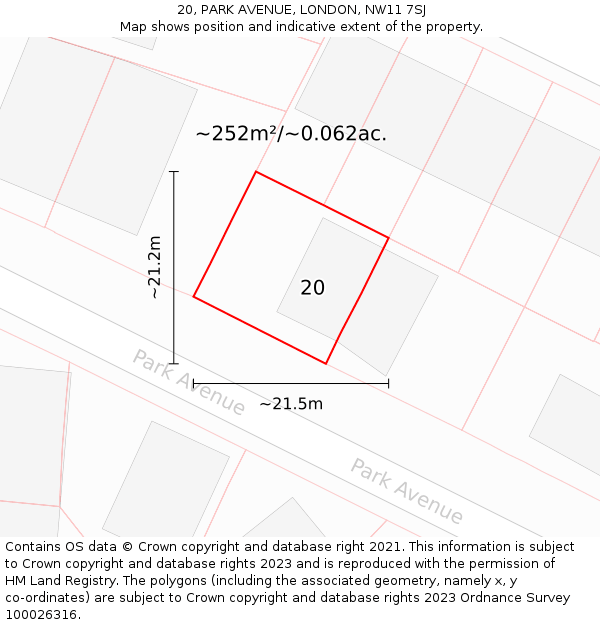 20, PARK AVENUE, LONDON, NW11 7SJ: Plot and title map