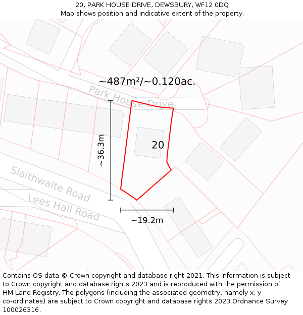 20, PARK HOUSE DRIVE, DEWSBURY, WF12 0DQ: Plot and title map