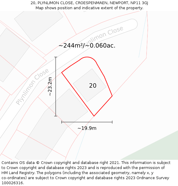 20, PLYNLIMON CLOSE, CROESPENMAEN, NEWPORT, NP11 3GJ: Plot and title map