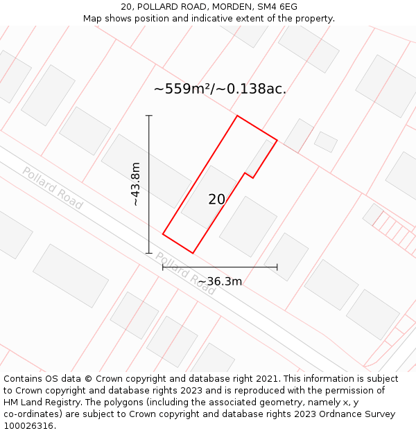 20, POLLARD ROAD, MORDEN, SM4 6EG: Plot and title map