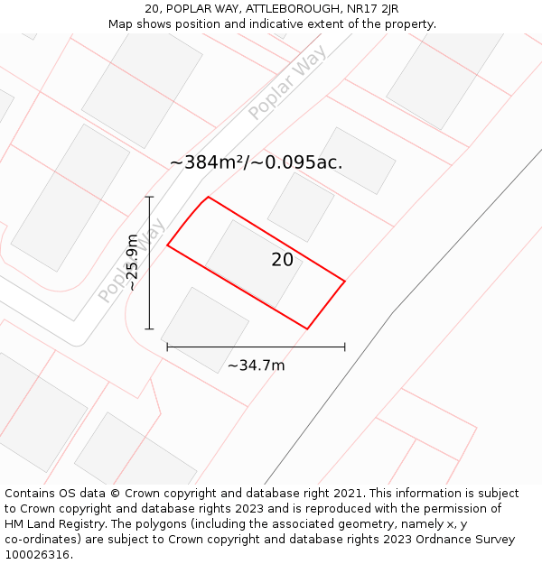 20, POPLAR WAY, ATTLEBOROUGH, NR17 2JR: Plot and title map