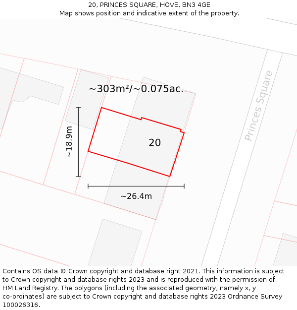20, PRINCES SQUARE, HOVE, BN3 4GE: Plot and title map