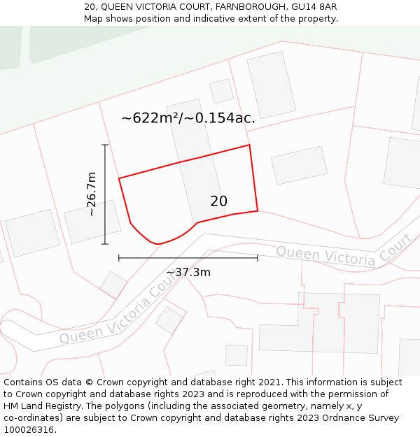 20, QUEEN VICTORIA COURT, FARNBOROUGH, GU14 8AR: Plot and title map