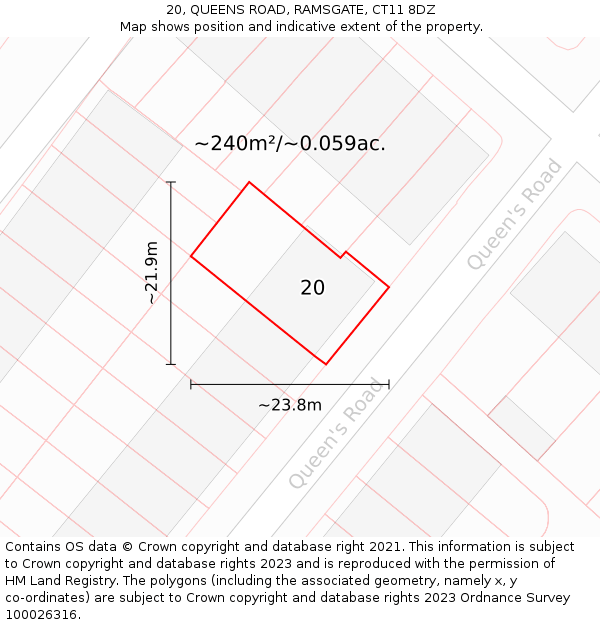 20, QUEENS ROAD, RAMSGATE, CT11 8DZ: Plot and title map