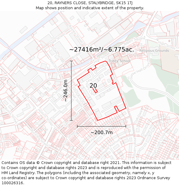 20, RAYNERS CLOSE, STALYBRIDGE, SK15 1TJ: Plot and title map