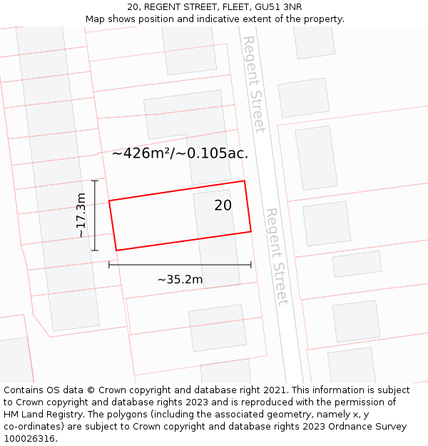 20, REGENT STREET, FLEET, GU51 3NR: Plot and title map