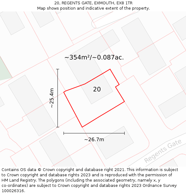 20, REGENTS GATE, EXMOUTH, EX8 1TR: Plot and title map