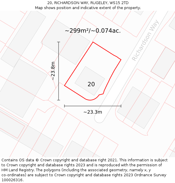 20, RICHARDSON WAY, RUGELEY, WS15 2TD: Plot and title map