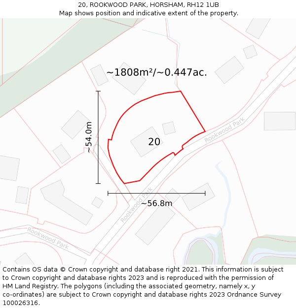 20, ROOKWOOD PARK, HORSHAM, RH12 1UB: Plot and title map