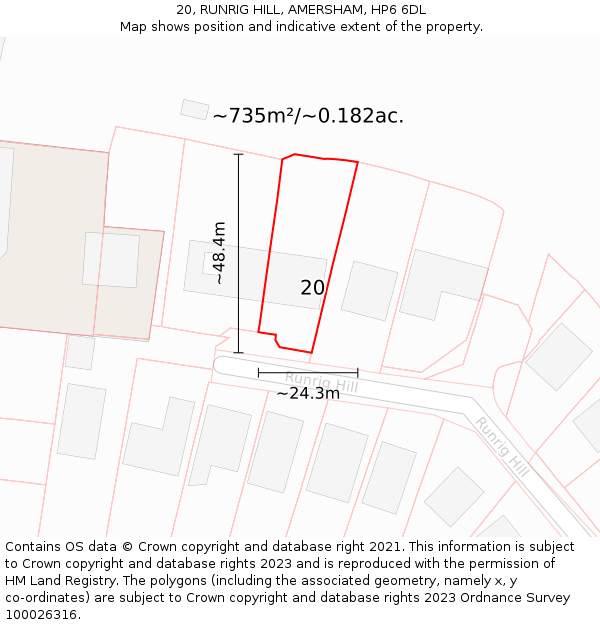 20, RUNRIG HILL, AMERSHAM, HP6 6DL: Plot and title map