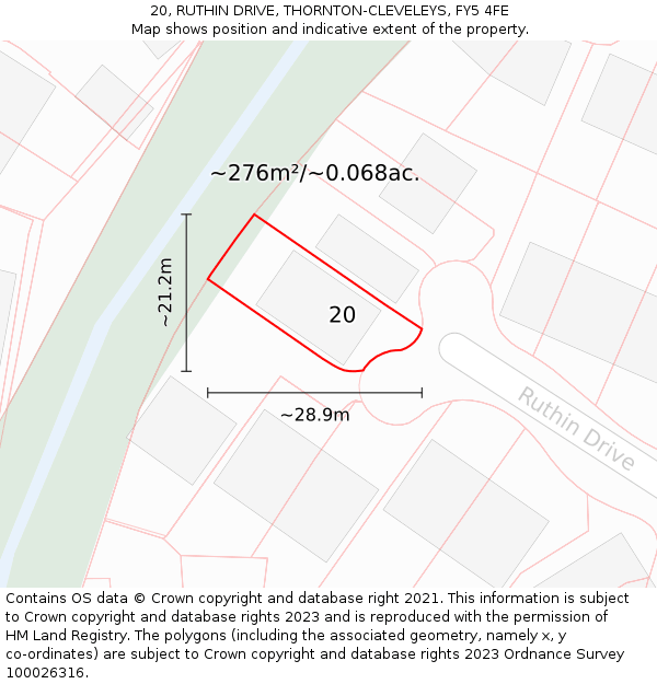 20, RUTHIN DRIVE, THORNTON-CLEVELEYS, FY5 4FE: Plot and title map