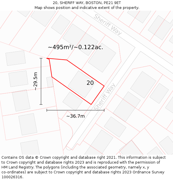 20, SHERIFF WAY, BOSTON, PE21 9ET: Plot and title map