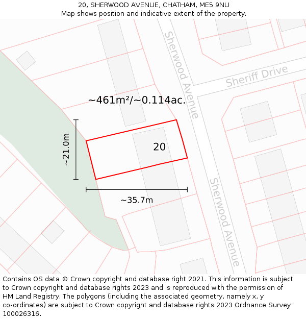 20, SHERWOOD AVENUE, CHATHAM, ME5 9NU: Plot and title map