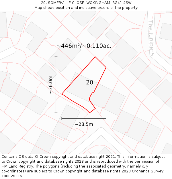 20, SOMERVILLE CLOSE, WOKINGHAM, RG41 4SW: Plot and title map