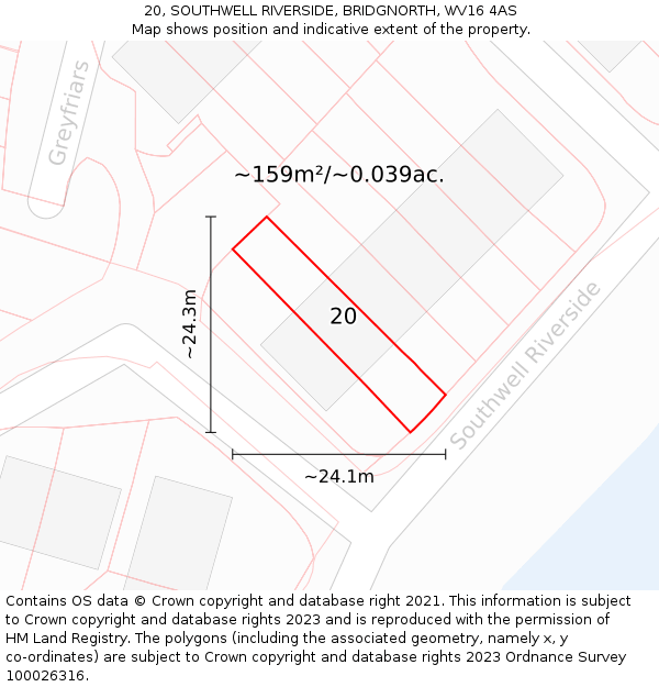 20, SOUTHWELL RIVERSIDE, BRIDGNORTH, WV16 4AS: Plot and title map