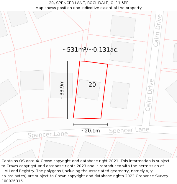 20, SPENCER LANE, ROCHDALE, OL11 5PE: Plot and title map