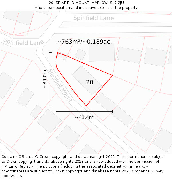 20, SPINFIELD MOUNT, MARLOW, SL7 2JU: Plot and title map