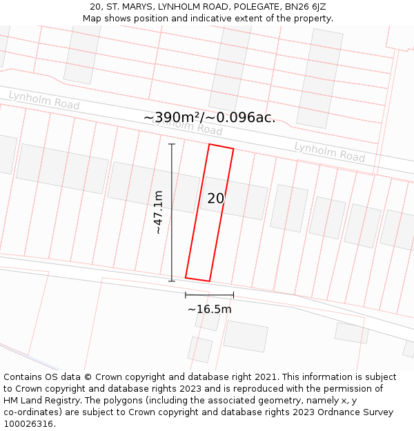 20, ST. MARYS, LYNHOLM ROAD, POLEGATE, BN26 6JZ: Plot and title map