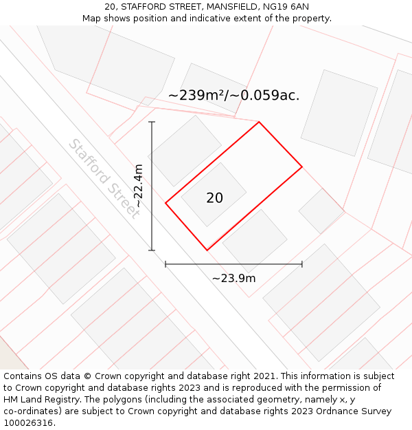 20, STAFFORD STREET, MANSFIELD, NG19 6AN: Plot and title map