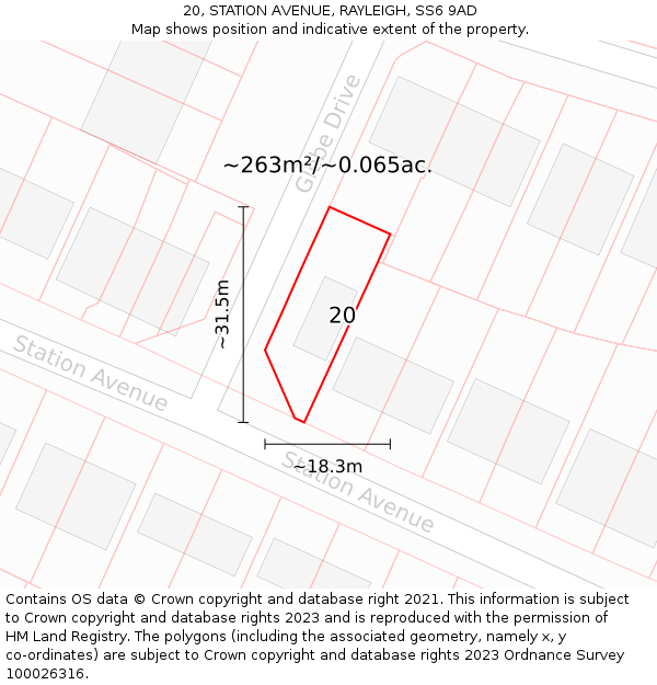 20, STATION AVENUE, RAYLEIGH, SS6 9AD: Plot and title map