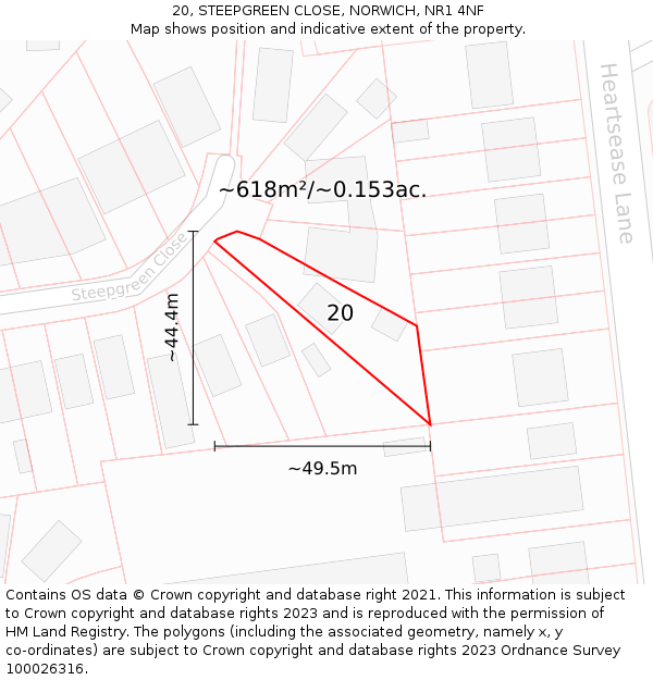 20, STEEPGREEN CLOSE, NORWICH, NR1 4NF: Plot and title map