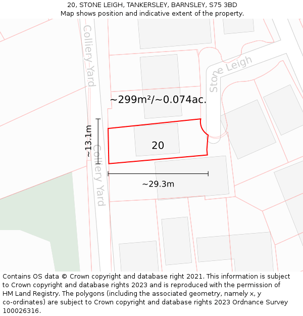 20, STONE LEIGH, TANKERSLEY, BARNSLEY, S75 3BD: Plot and title map