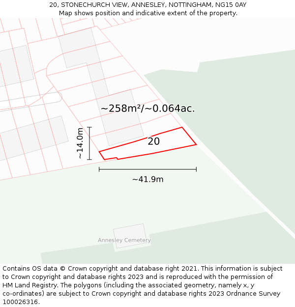 20, STONECHURCH VIEW, ANNESLEY, NOTTINGHAM, NG15 0AY: Plot and title map