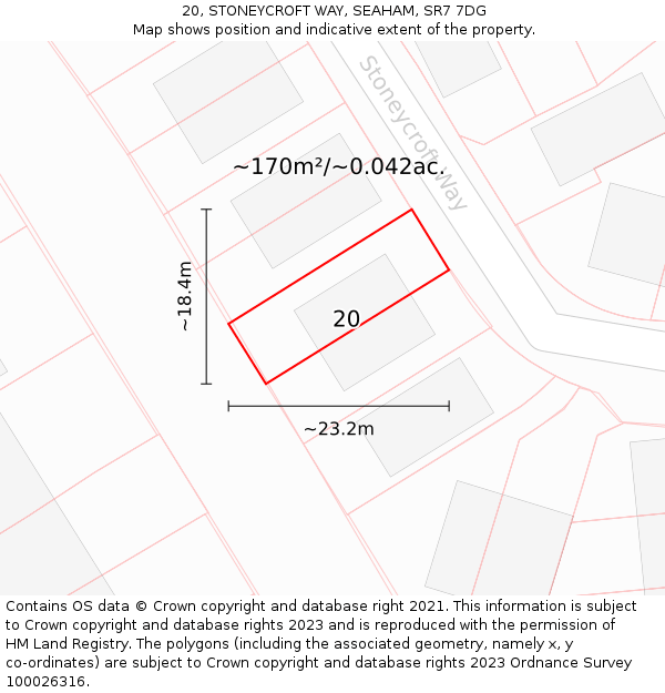 20, STONEYCROFT WAY, SEAHAM, SR7 7DG: Plot and title map