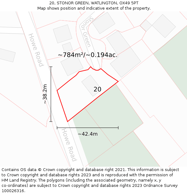 20, STONOR GREEN, WATLINGTON, OX49 5PT: Plot and title map