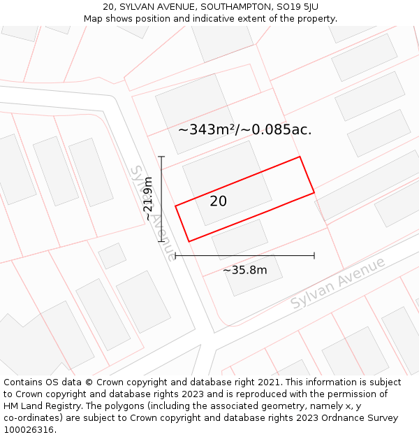 20, SYLVAN AVENUE, SOUTHAMPTON, SO19 5JU: Plot and title map