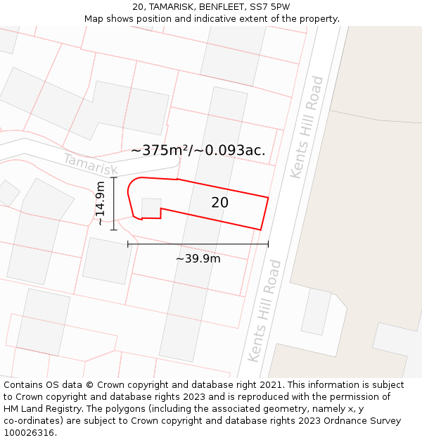 20, TAMARISK, BENFLEET, SS7 5PW: Plot and title map