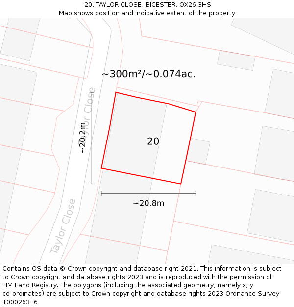 20, TAYLOR CLOSE, BICESTER, OX26 3HS: Plot and title map